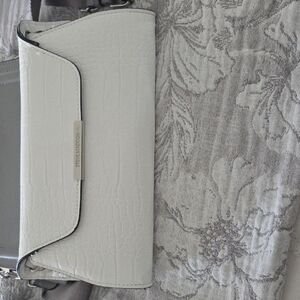Steve Madden White Croc-Embossed Crossbody Wallet